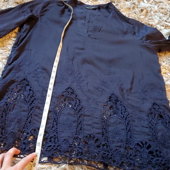 MASSIMO DUTTI navy embroidered top - Picture 8 of 10